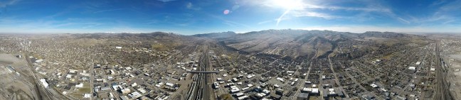 Old Town Pocatello 360˚ panorama from above the tracks.